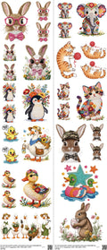 Animal mixed-style heat transfer design set on a 23.5 by 53 inch sheet