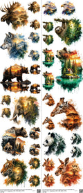 Animal mixed-style heat transfer design set on a 23.5 by 53 inch sheet