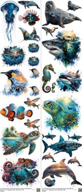 Animal mixed-style heat transfer design set on a 23.5 by 53 inch sheet