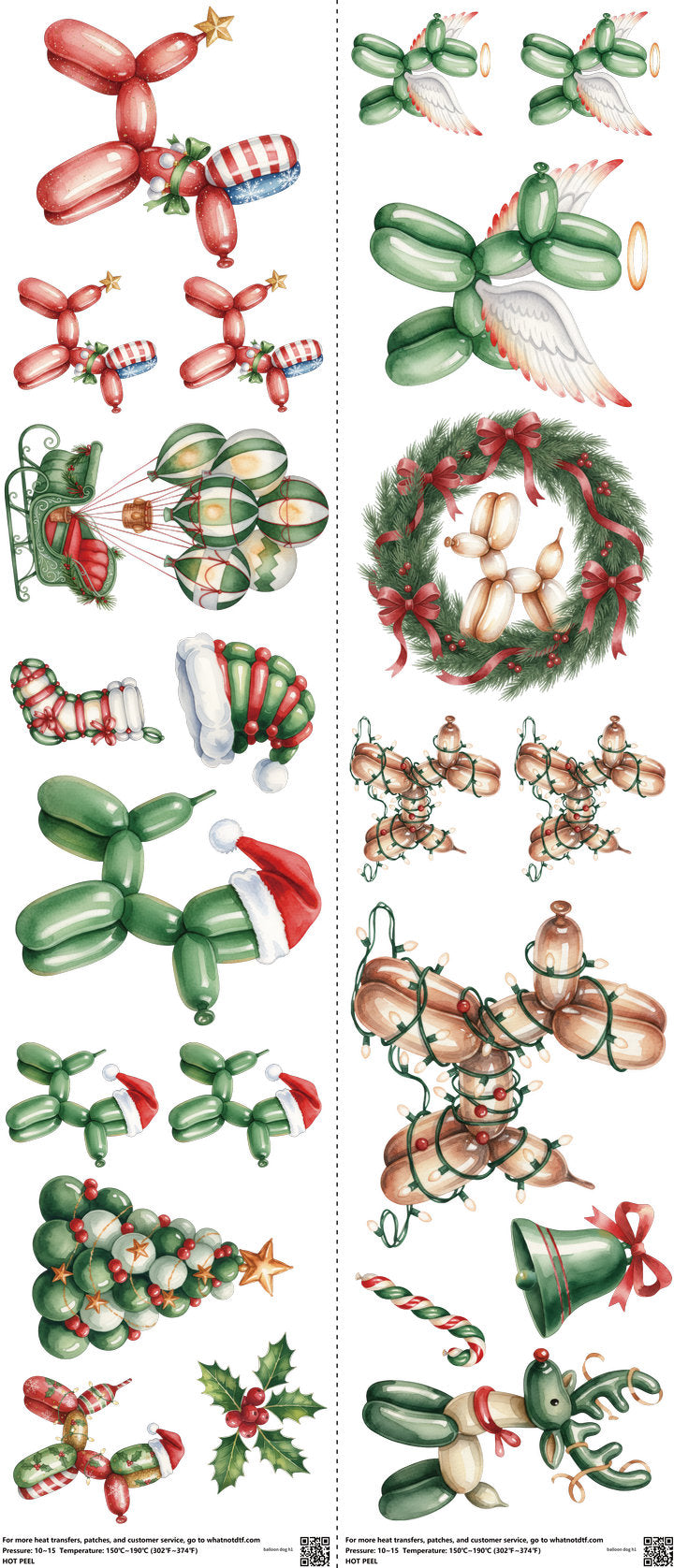 Balloon Dog mixed-style heat transfer design set on a 23.5 by 53 inch sheet
