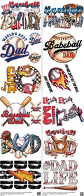 Baseball mixed-style heat transfer design set on a 23.5 by 53 inch sheet