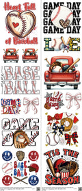 Baseball mixed-style heat transfer design set on a 23.5 by 53 inch sheet