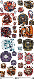 Baseball mixed-style heat transfer design set on a 23.5 by 53 inch sheet