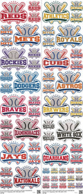Baseball mixed-style heat transfer design set on a 23.5 by 53 inch sheet