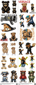 Bear mixed-style heat transfer design set on a 23.5 by 53 inch sheet