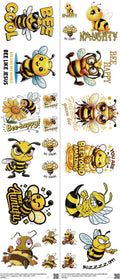 Bee mixed-style heat transfer design set on a 23.5 by 53 inch sheet