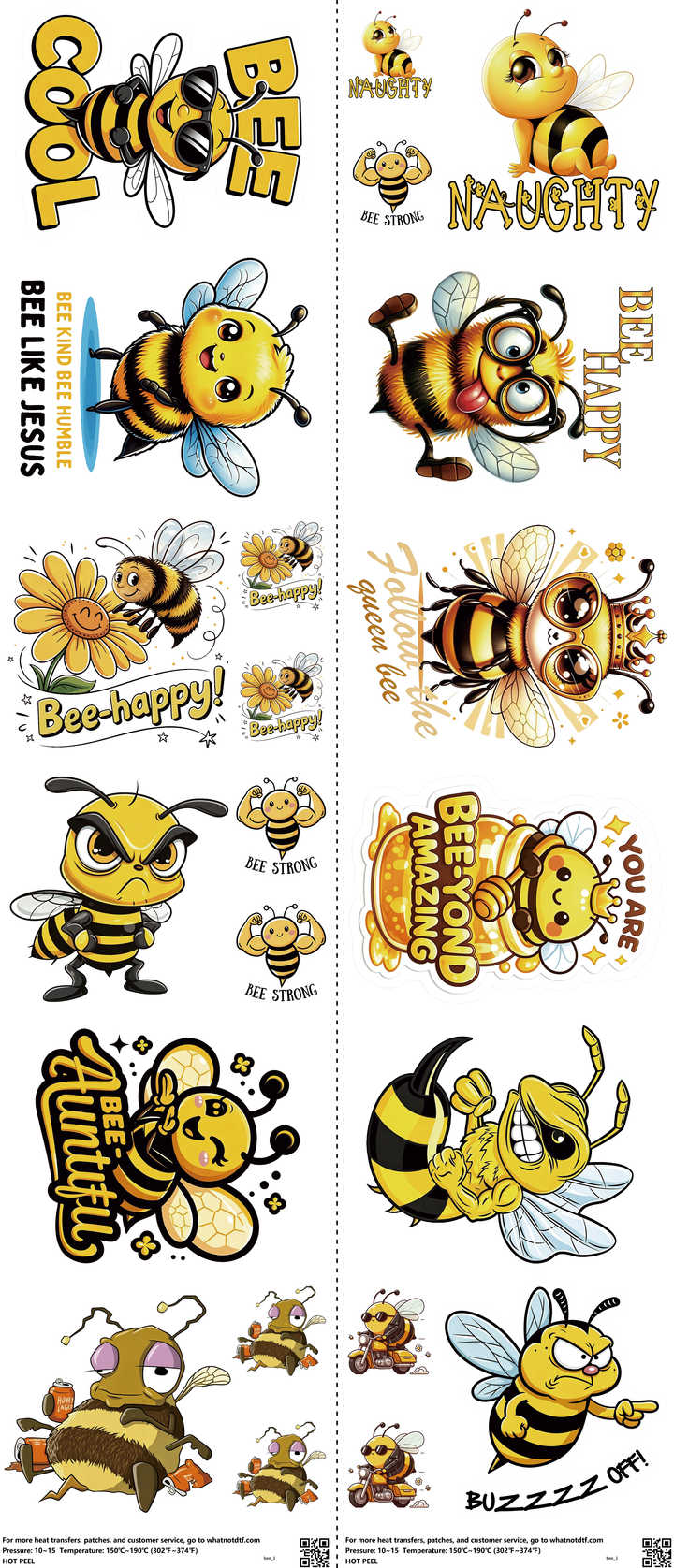 Bee mixed-style heat transfer design set on a 23.5 by 53 inch sheet