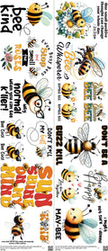 Bees mixed-style heat transfer design set on a 23.5 by 53 inch sheet