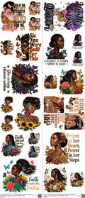 Black Women mixed-style heat transfer design set on a 23.5 by 53 inch sheet