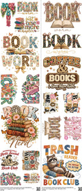 Book mixed-style heat transfer design set on a 23.5 by 53 inch sheet