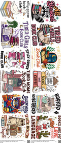 Book mixed-style heat transfer design set on a 23.5 by 53 inch sheet