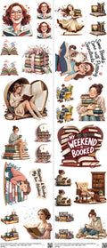 Book mixed-style heat transfer design set on a 23.5 by 53 inch sheet