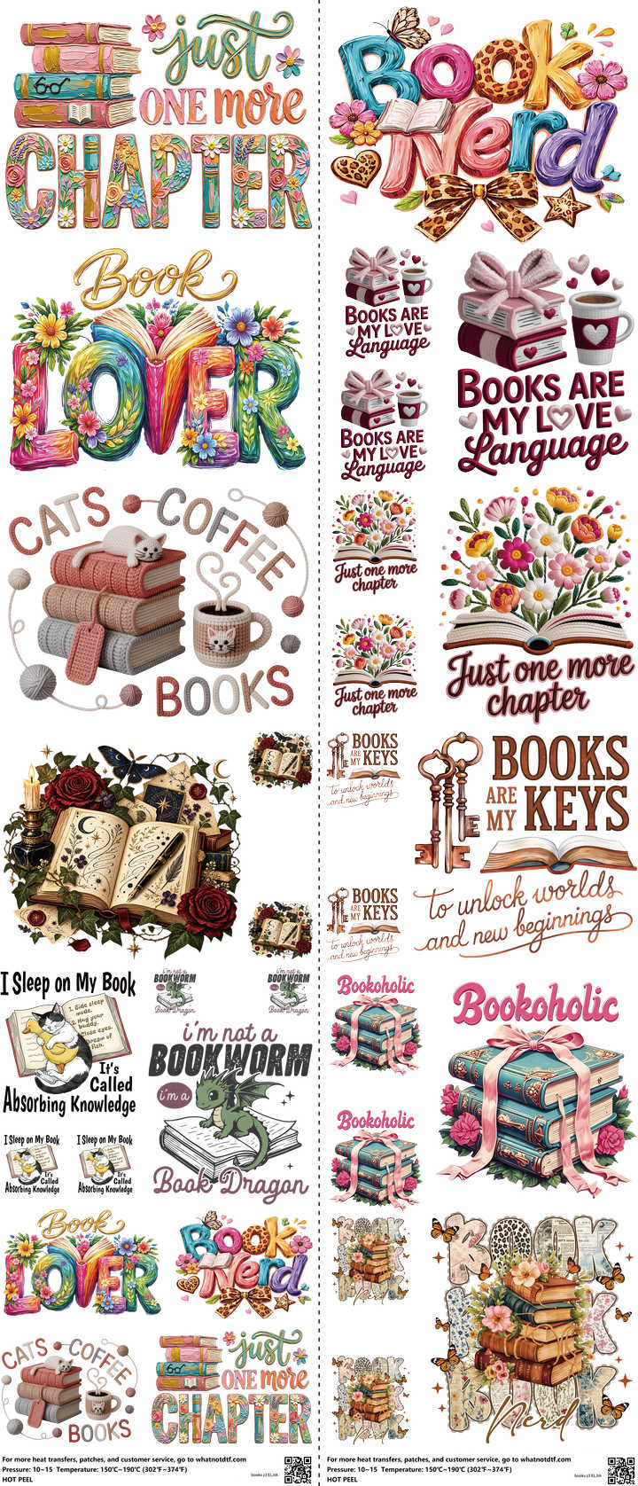 Books Z3 mixed-style heat transfer design set on a 23.5 by 53 inch sheet