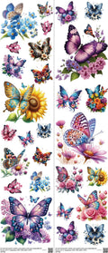 Butterflies mixed-style heat transfer design set on a 23.5 by 53 inch sheet