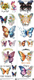 Butterflies mixed-style heat transfer design set on a 23.5 by 53 inch sheet