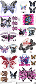 Butterflies H3 mixed-style heat transfer design set on a 23.5 by 53 inch sheet