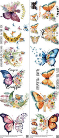 Butterfly mixed-style heat transfer design set on a 23.5 by 53 inch sheet