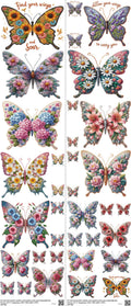 Butterfly mixed-style heat transfer design set on a 23.5 by 53 inch sheet