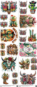 Cactus mixed-style heat transfer design set on a 23.5 by 53 inch sheet