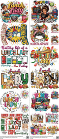 Cafeteria Lady mixed-style heat transfer design set on a 23.5 by 53 inch sheet