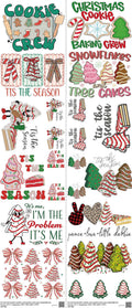 Cake Christmas mixed-style heat transfer design set on a 23.5 by 53 inch sheet
