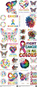 Cancer mixed-style heat transfer design set on a 23.5 by 53 inch sheet