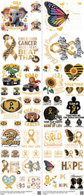 Cancer mixed-style heat transfer design set on a 23.5 by 53 inch sheet