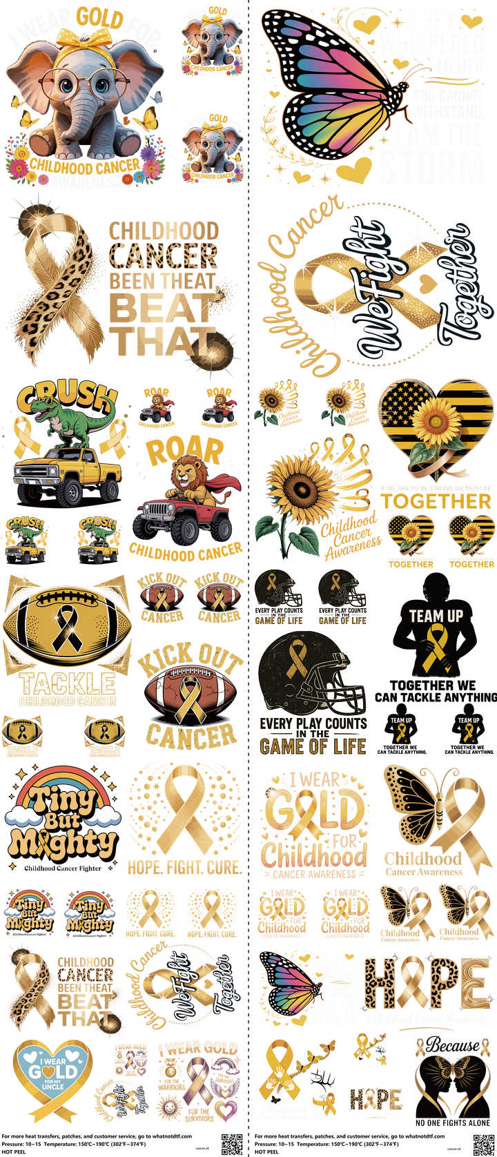 Cancer mixed-style heat transfer design set on a 23.5 by 53 inch sheet