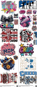 Cheer mixed-style heat transfer design set on a 23.5 by 53 inch sheet
