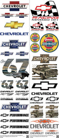 Automotive Style mixed-style heat transfer design set on a 23.5 by 53 inch sheet