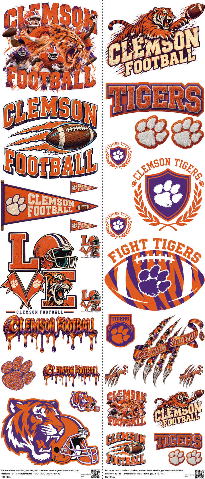 College Football mixed-style heat transfer design set on a 23.5 by 53 inch sheet