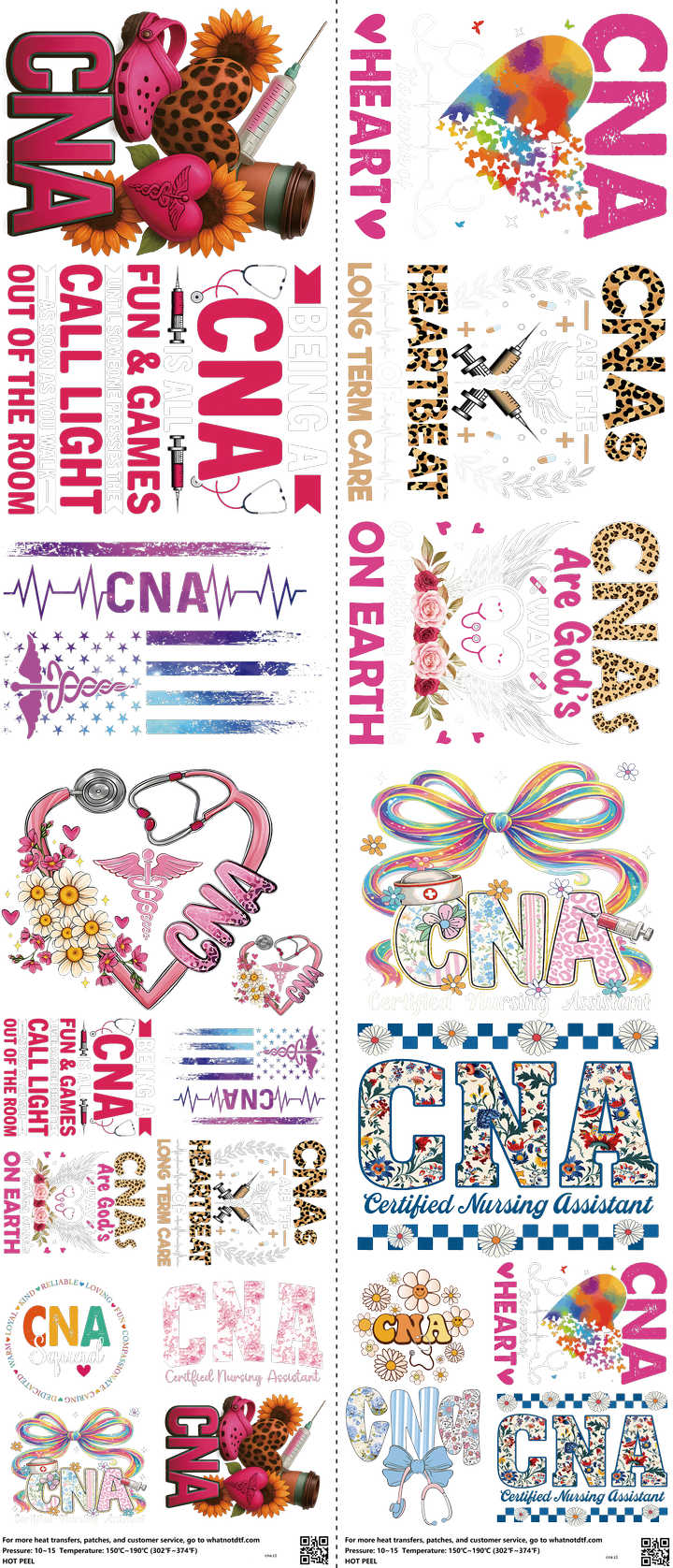 Cna mixed-style heat transfer design set on a 23.5 by 53 inch sheet