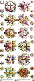 Cross mixed-style heat transfer design set on a 23.5 by 53 inch sheet