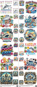 Cruise Ship mixed-style heat transfer design set on a 23.5 by 53 inch sheet