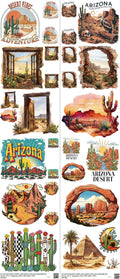 Desert mixed-style heat transfer design set on a 23.5 by 53 inch sheet