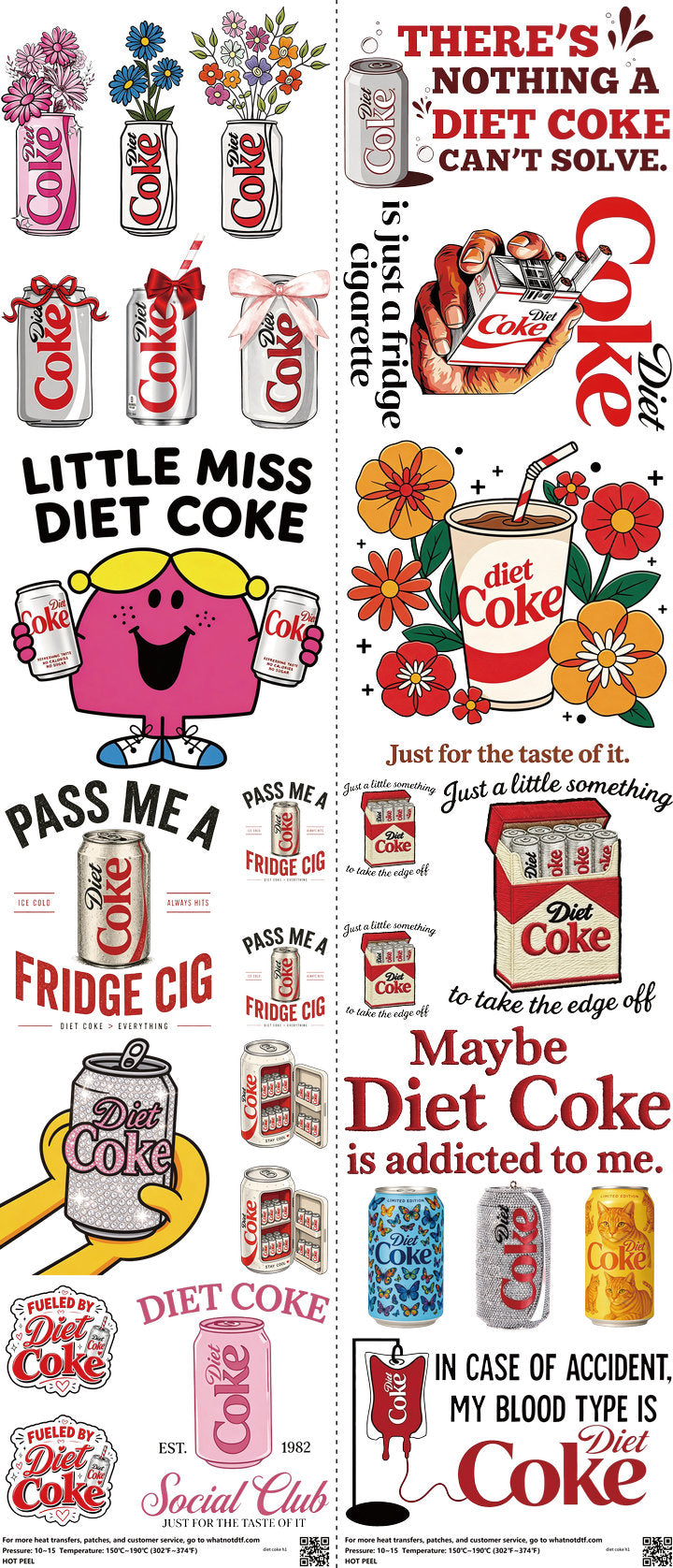 Food & Drink Style mixed-style heat transfer design set on a 23.5 by 53 inch sheet