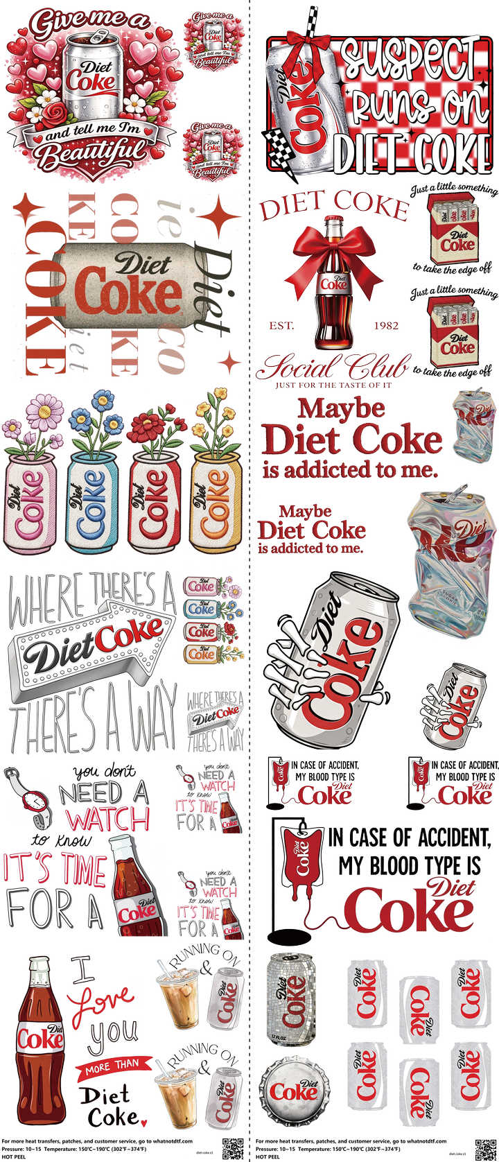 Food & Drink Style mixed-style heat transfer design set on a 23.5 by 53 inch sheet