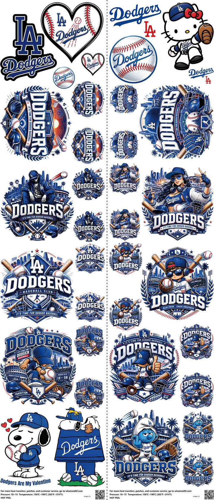 Baseball mixed-style heat transfer design set on a 23.5 by 53 inch sheet