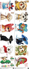 Dog mixed-style heat transfer design set on a 23.5 by 53 inch sheet