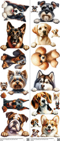 Dog mixed-style heat transfer design set on a 23.5 by 53 inch sheet