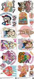 Music-Inspired Art mixed-style heat transfer design set on a 23.5 by 53 inch sheet