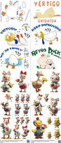 Duck mixed-style heat transfer design set on a 23.5 by 53 inch sheet
