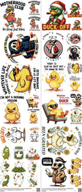 Duck mixed-style heat transfer design set on a 23.5 by 53 inch sheet