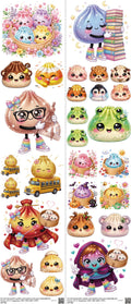 Dumpling mixed-style heat transfer design set on a 23.5 by 53 inch sheet