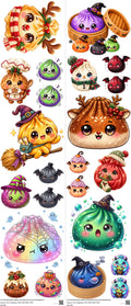 Dumpling H3 mixed-style heat transfer design set on a 23.5 by 53 inch sheet