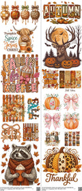 Fall mixed-style heat transfer design set on a 23.5 by 53 inch sheet