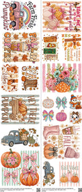 Fall mixed-style heat transfer design set on a 23.5 by 53 inch sheet