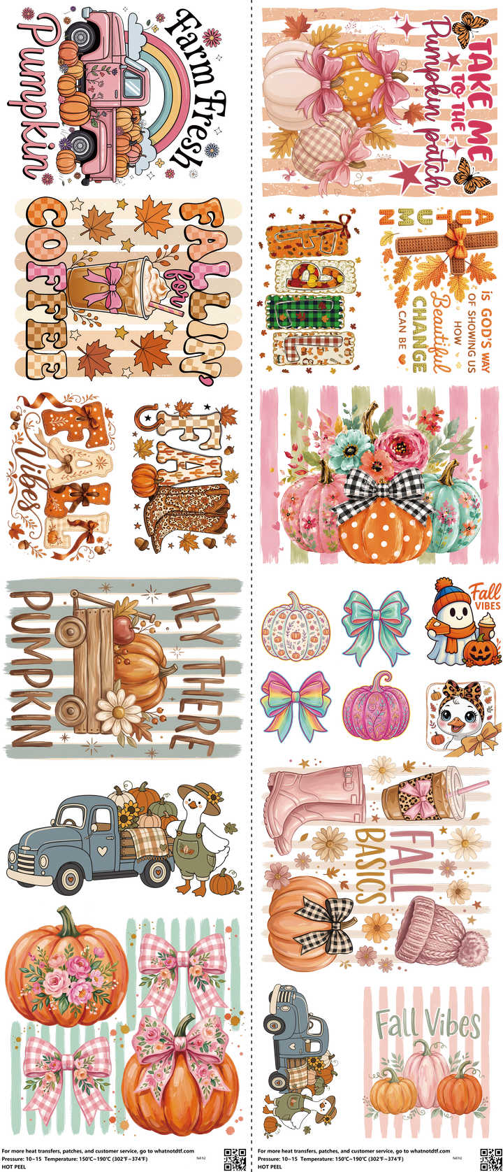 Fall mixed-style heat transfer design set on a 23.5 by 53 inch sheet