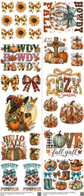 Fall mixed-style heat transfer design set on a 23.5 by 53 inch sheet