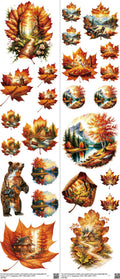 Fall mixed-style heat transfer design set on a 23.5 by 53 inch sheet